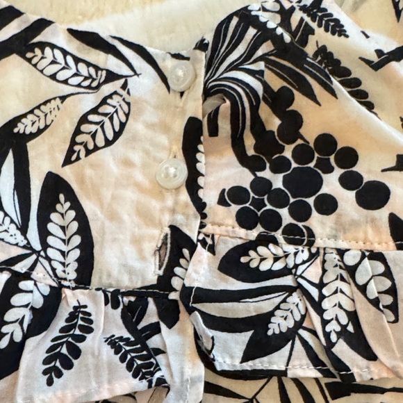 Janie and Jack Black and Cream Leaf Print Blouse - Picture 5 of 5